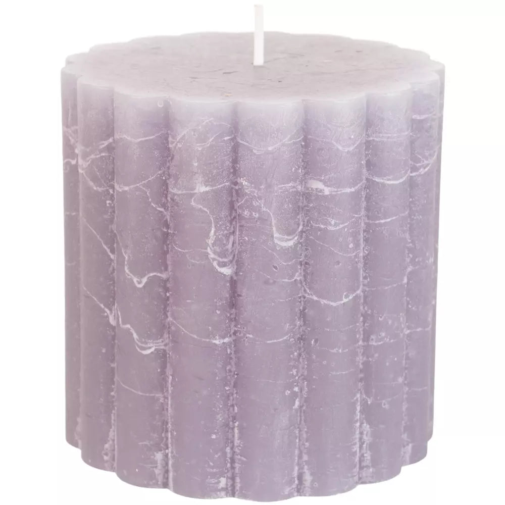 RUSTIC SCALLOPED PILLAR CANDLE | LIGHT GREY