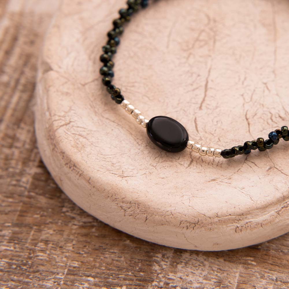 EMOTION BLACK ONYX SILVER BRACELET