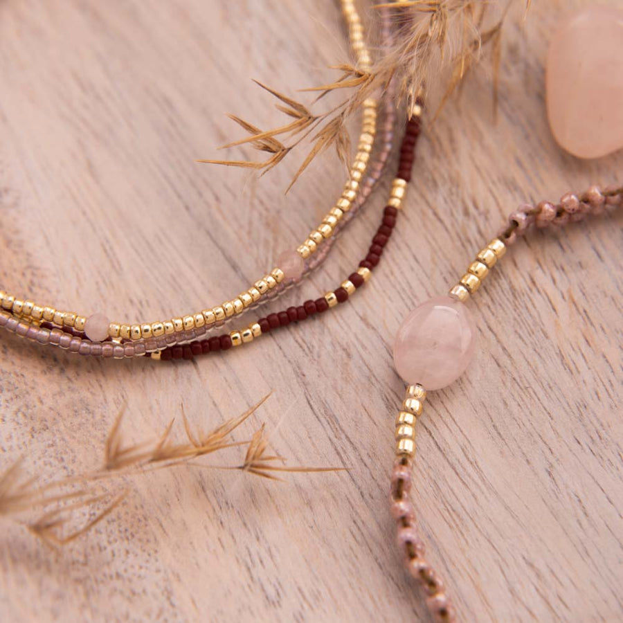 WELCOME ROSE QUARTZ GOLD BRACELET