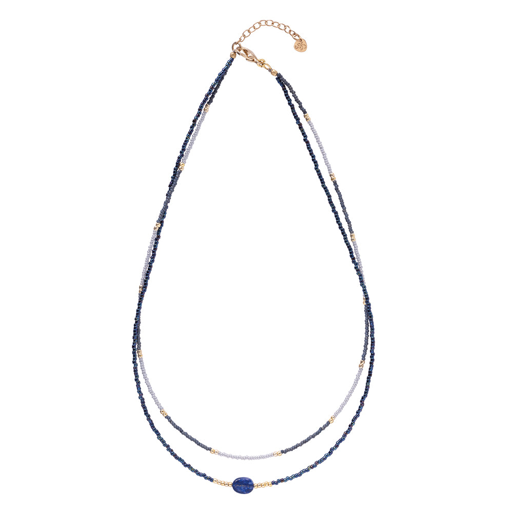 DEVOTION LAPIS LAZULI GOLD NECKLACE