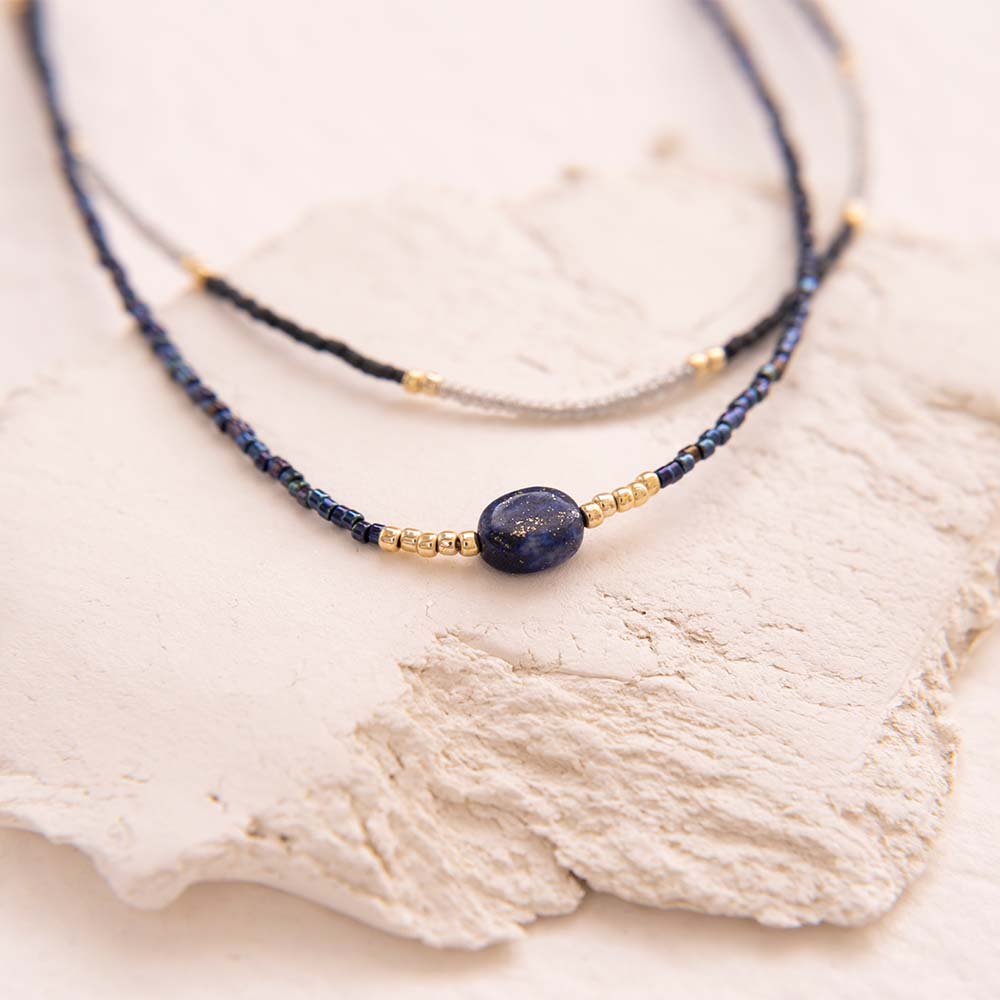 DEVOTION LAPIS LAZULI GOLD NECKLACE