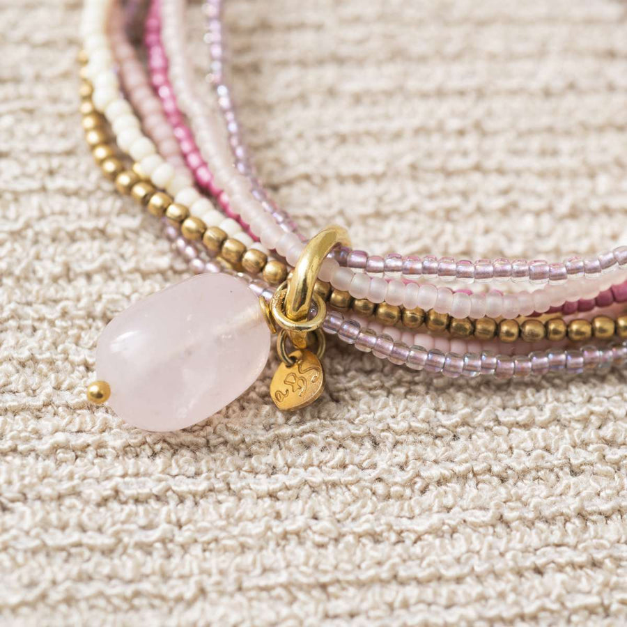 NIRMALA ROSE QUARTZ GOLD BRACELET