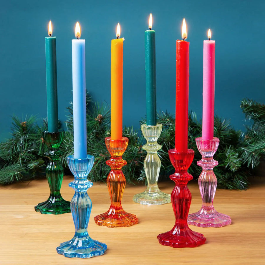 COLOURED GLASS CANDLE HOLDER