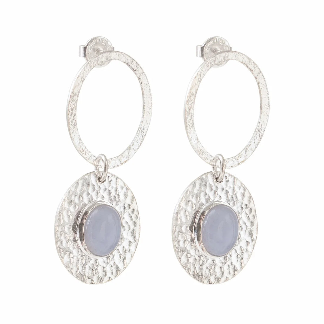 THANKFUL BLUE LACE AGATE SILVER EARRINGS