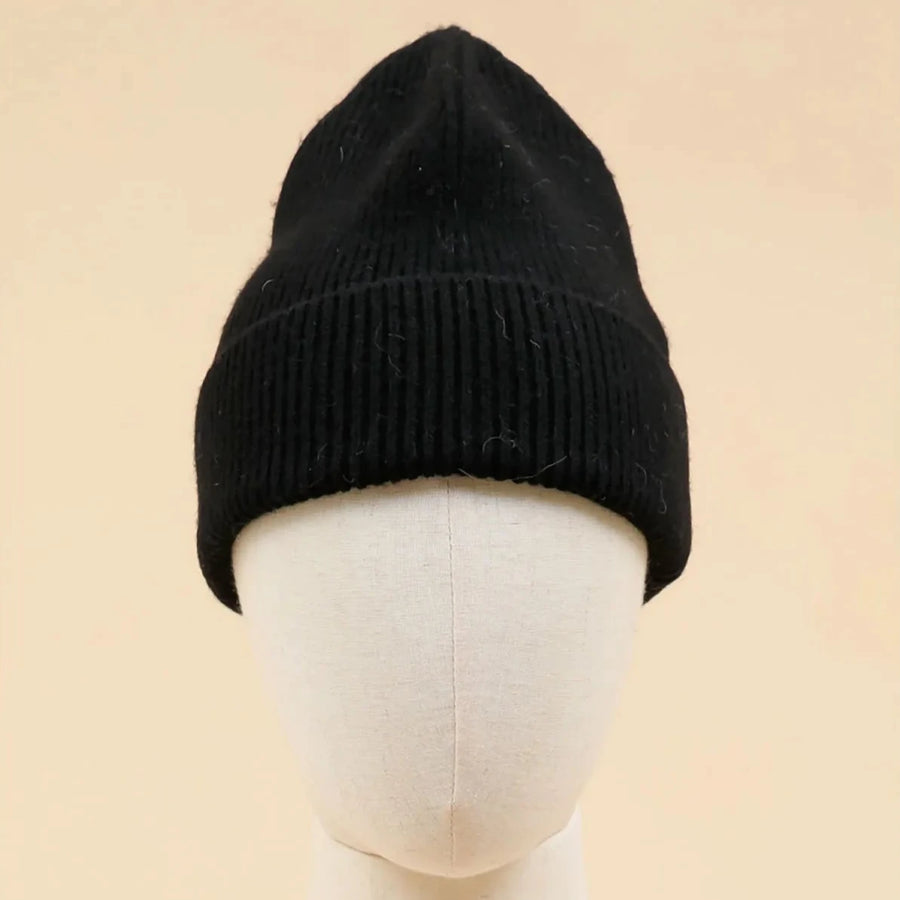 RIBBED CASHMERE HAT | BLACK