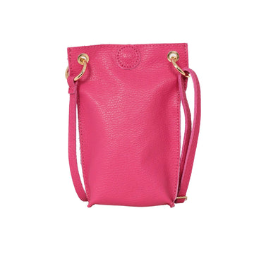 ITALIAN LEATHER CROSSBODY PHONE POUCH | RASPBERRY