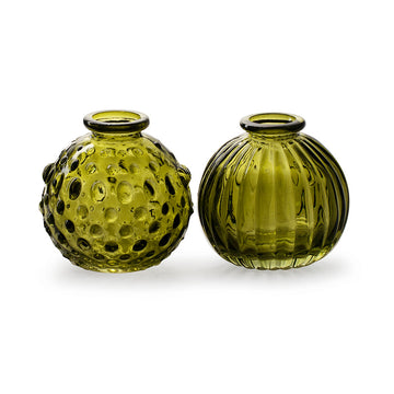 MOSS GREEN GLASS BOTTLE JIVE VASE | 2 DESIGNS
