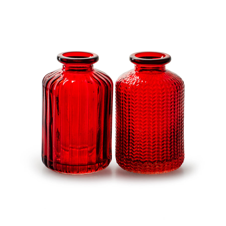 RED GLASS BOTTLE JAZZ VASE | 2 DESIGNS