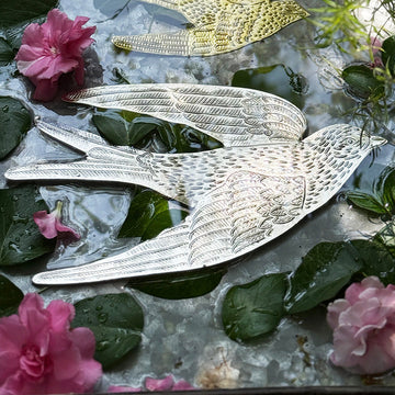 LARGE EMBOSSED ANTIQUE SILVER DOVE