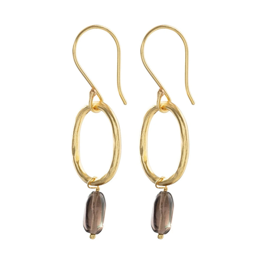 GRACEFUL SMOKEY QUARTZ GOLD EARRINGS