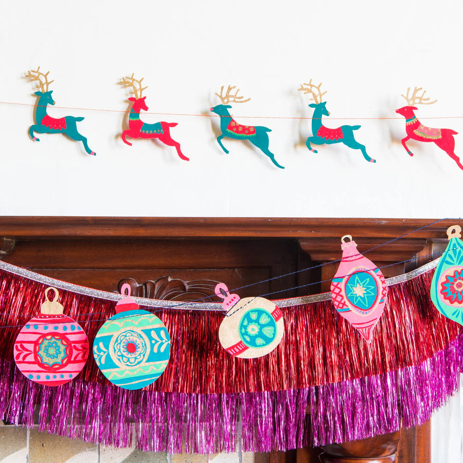 HAND PRINTED BAUBLE GARLAND