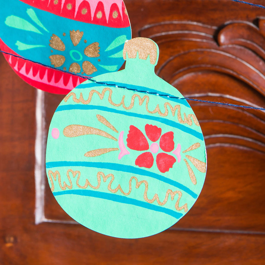 HAND PRINTED BAUBLE GARLAND