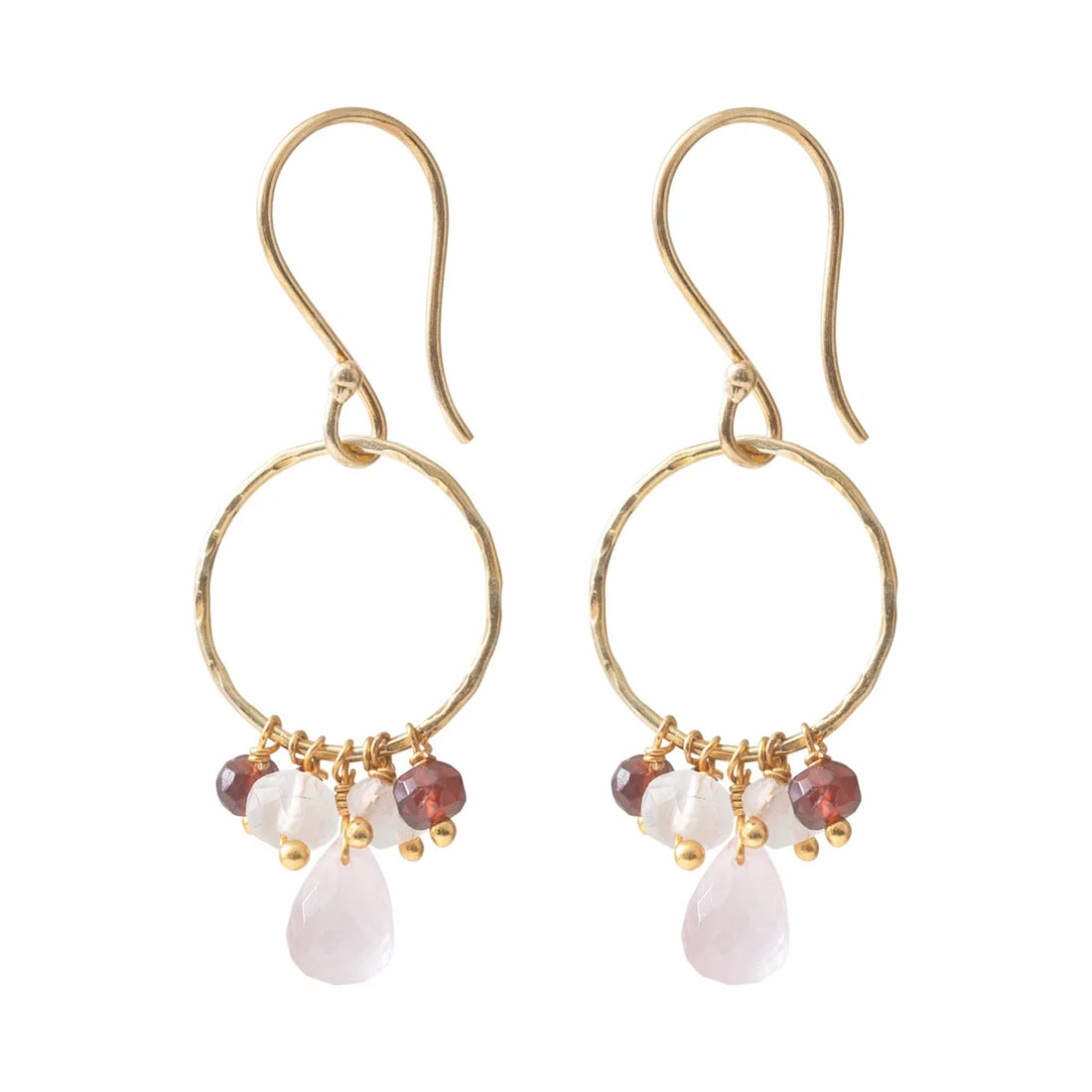 FLOURISH ROSE QUARTZ GOLD EARRINGS