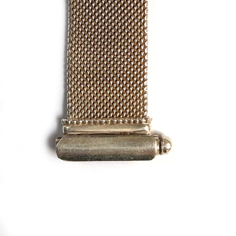 INDIAN SILVER VINTAGE WIDE WOVEN CUFF BRACELET WITH CLASP
