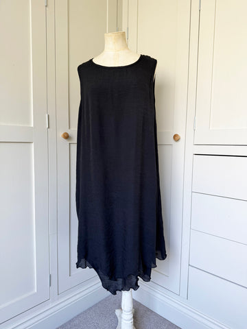 BAMBOO & COTTON POINT & FRILL DRESS | BLACK | S|M