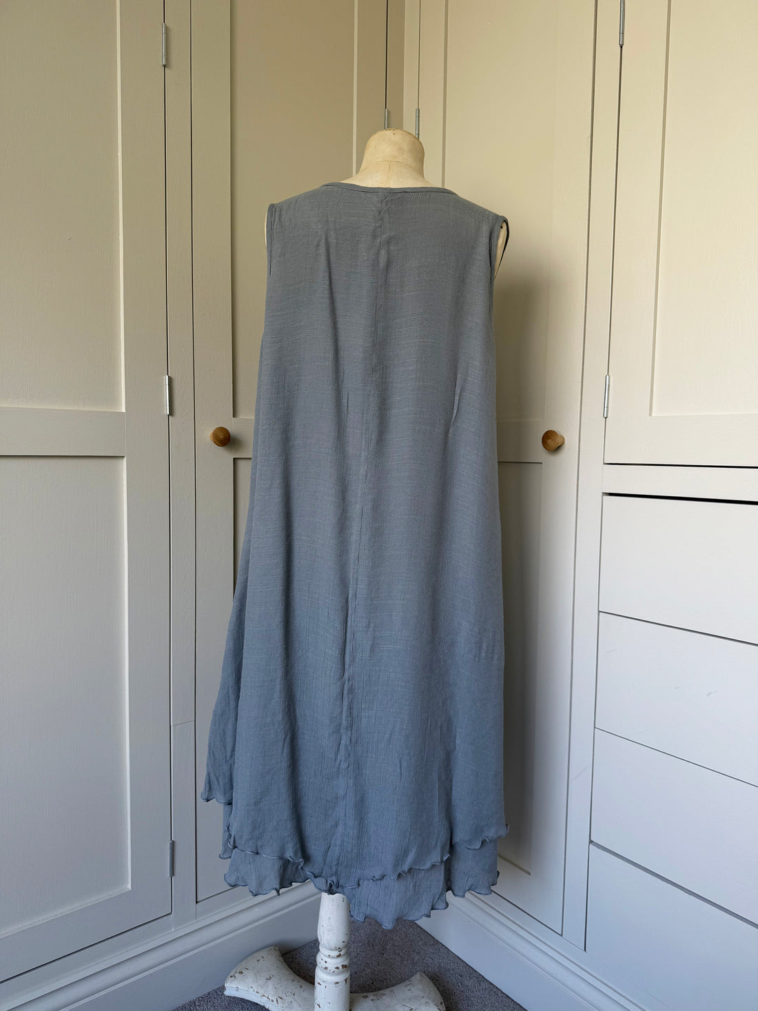 BAMBOO & COTTON POINT & FRILL DRESS | GREY | S|M