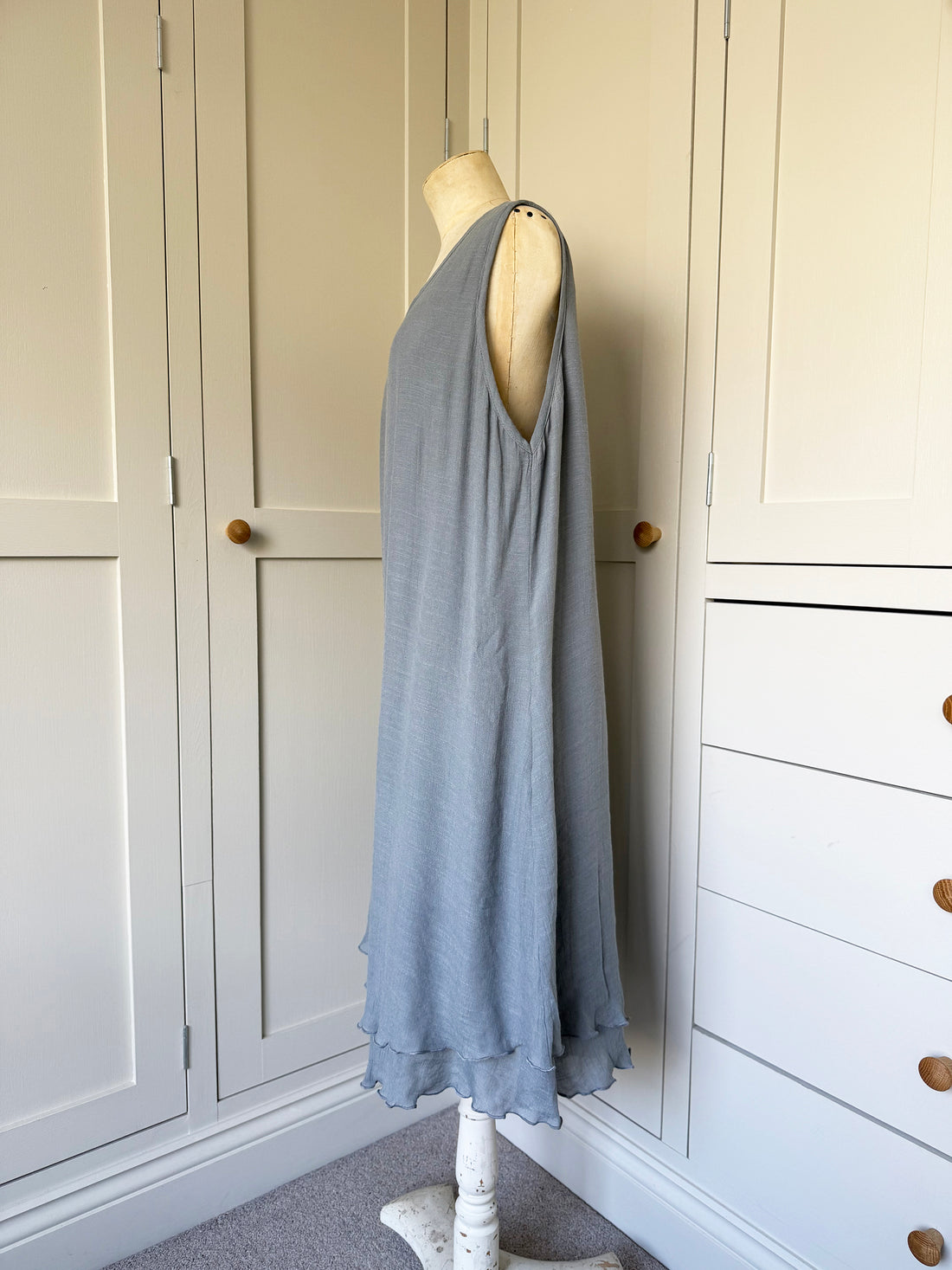 BAMBOO & COTTON POINT & FRILL DRESS | GREY | S|M