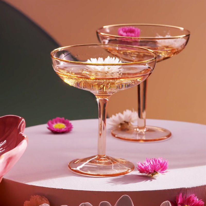 PINK CHAMPAGNE COUPE GLASSES | SET 2