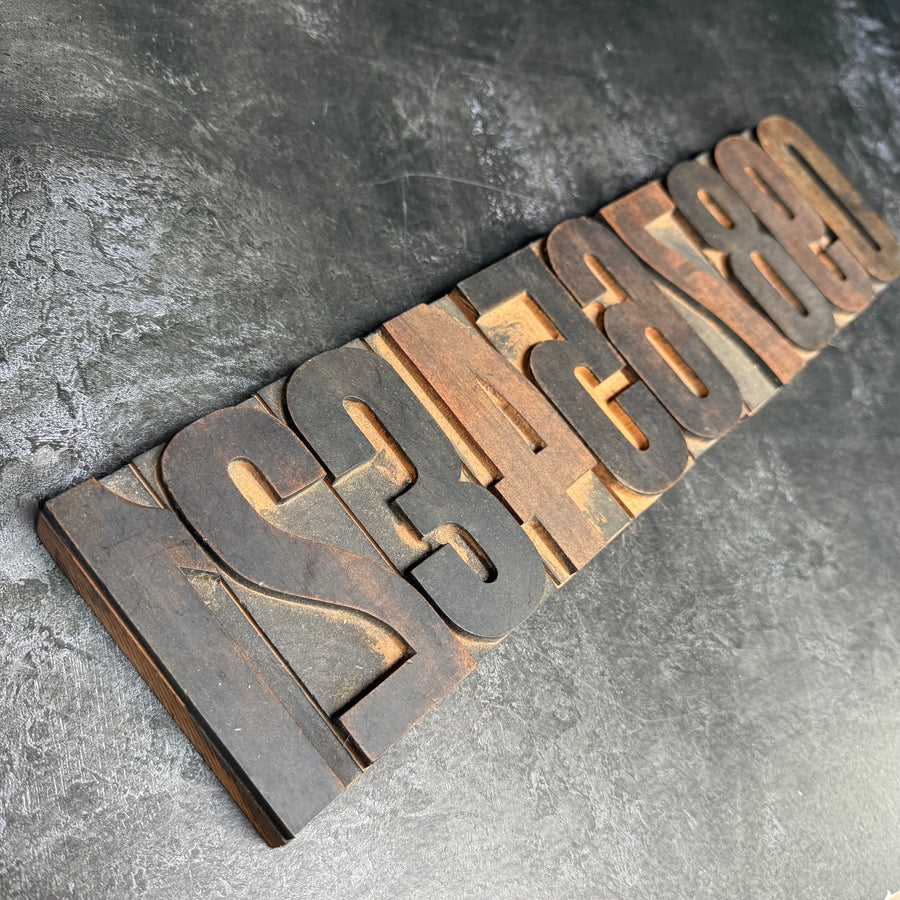 SET OF VINTAGE WOODBLOCK PRINT NUMBERS 0-9