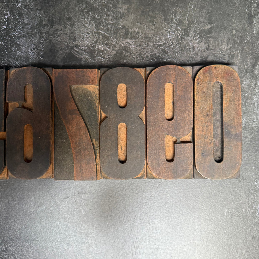 SET OF VINTAGE WOODBLOCK PRINT NUMBERS 0-9