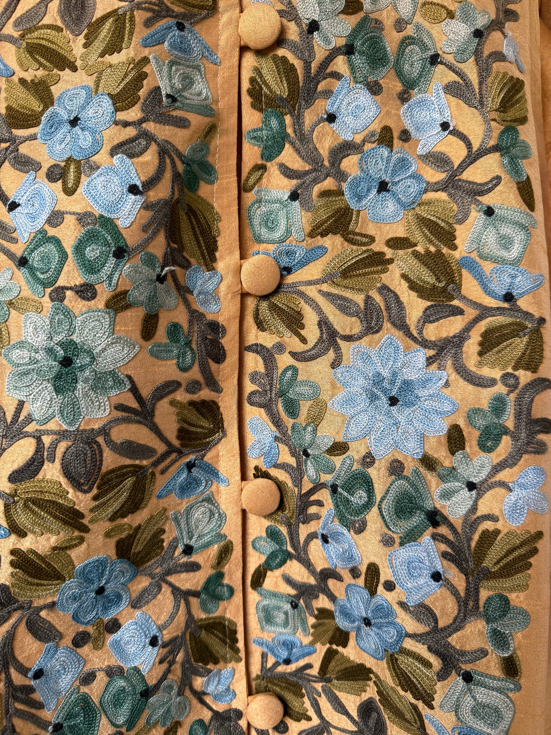 KASHMIRI EMBROIDERED SILK COAT | GOLD
