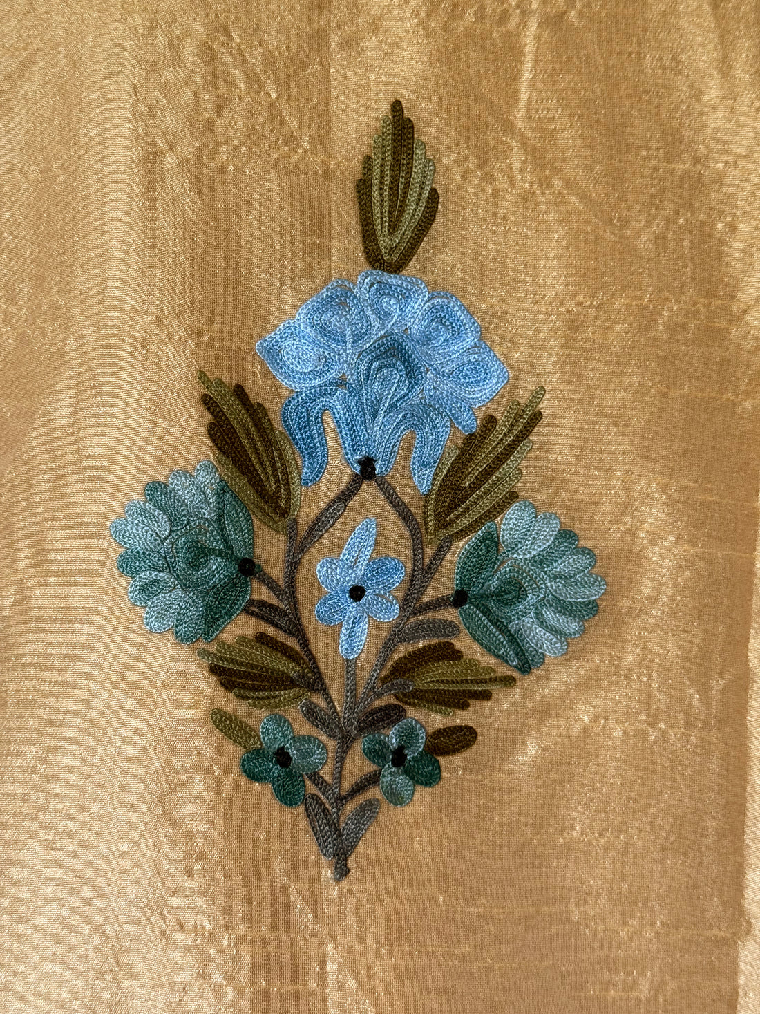 KASHMIRI EMBROIDERED SILK COAT | GOLD