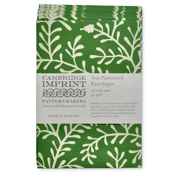 10 PATTERNED ENVELOPES | SPRIG PEA GREEN