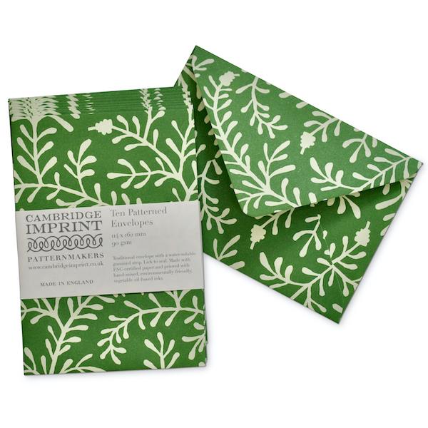 10 PATTERNED ENVELOPES | SPRIG PEA GREEN