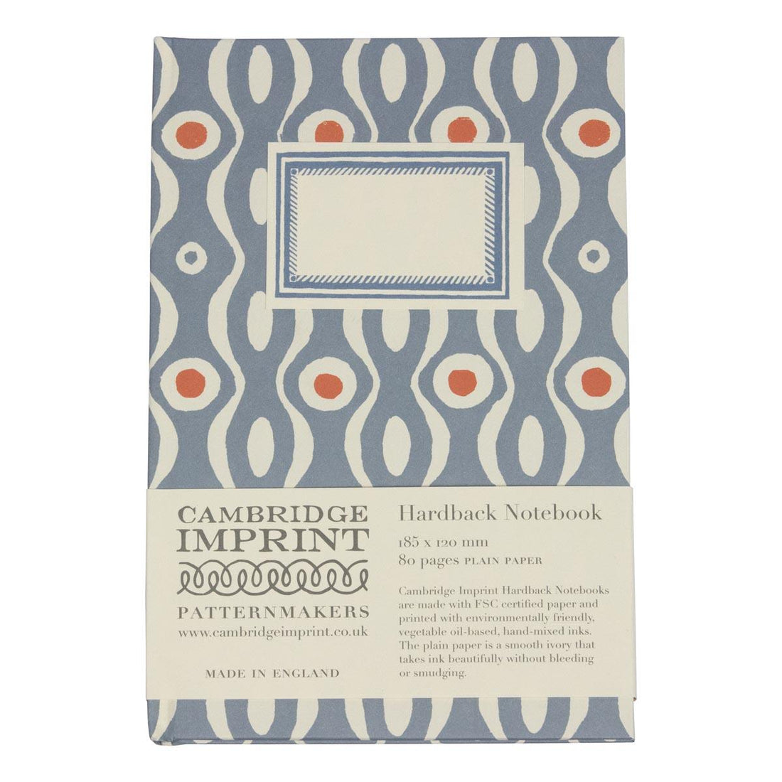 CAMBRIDGE IMPRINT HARDBACK NOTEBOOK | PERSEPHONE CORNFLOWER & RED