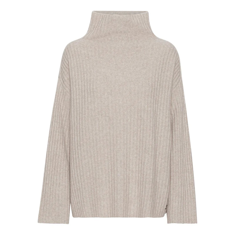 GINE TURTLE-NECK MONGOLIAN CASHMERE SWEATER | SAND MELANGE