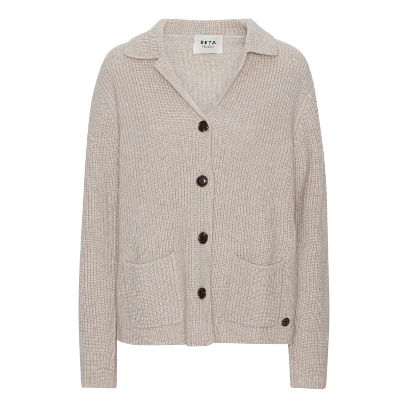 GOGO MONGOLIAN CASHMERE CARDIGAN JACKET | SAND MELANGE