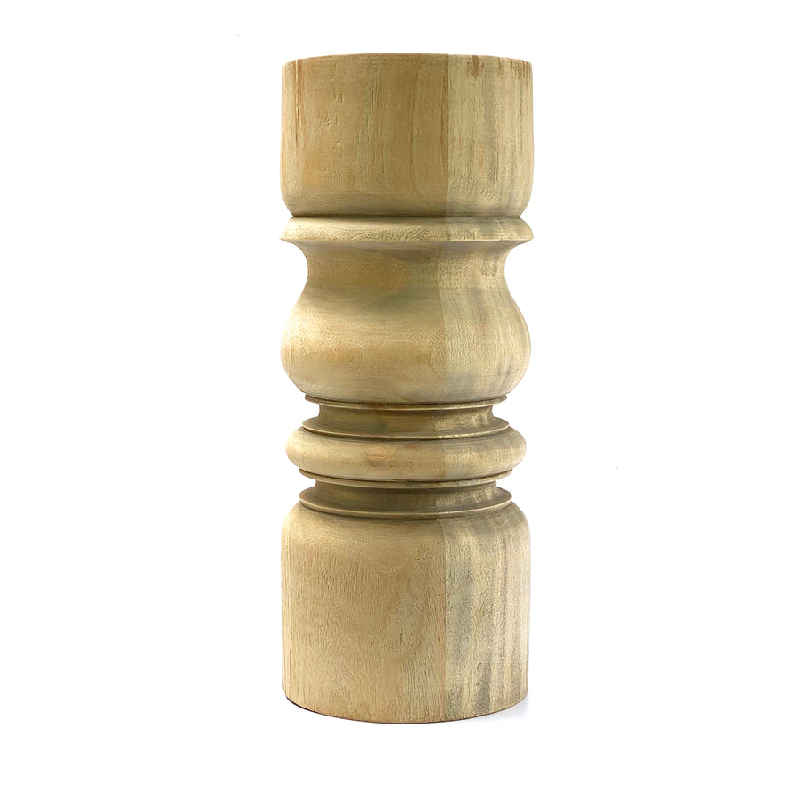 TURNED MAHOGANY CANDLE HOLDERS