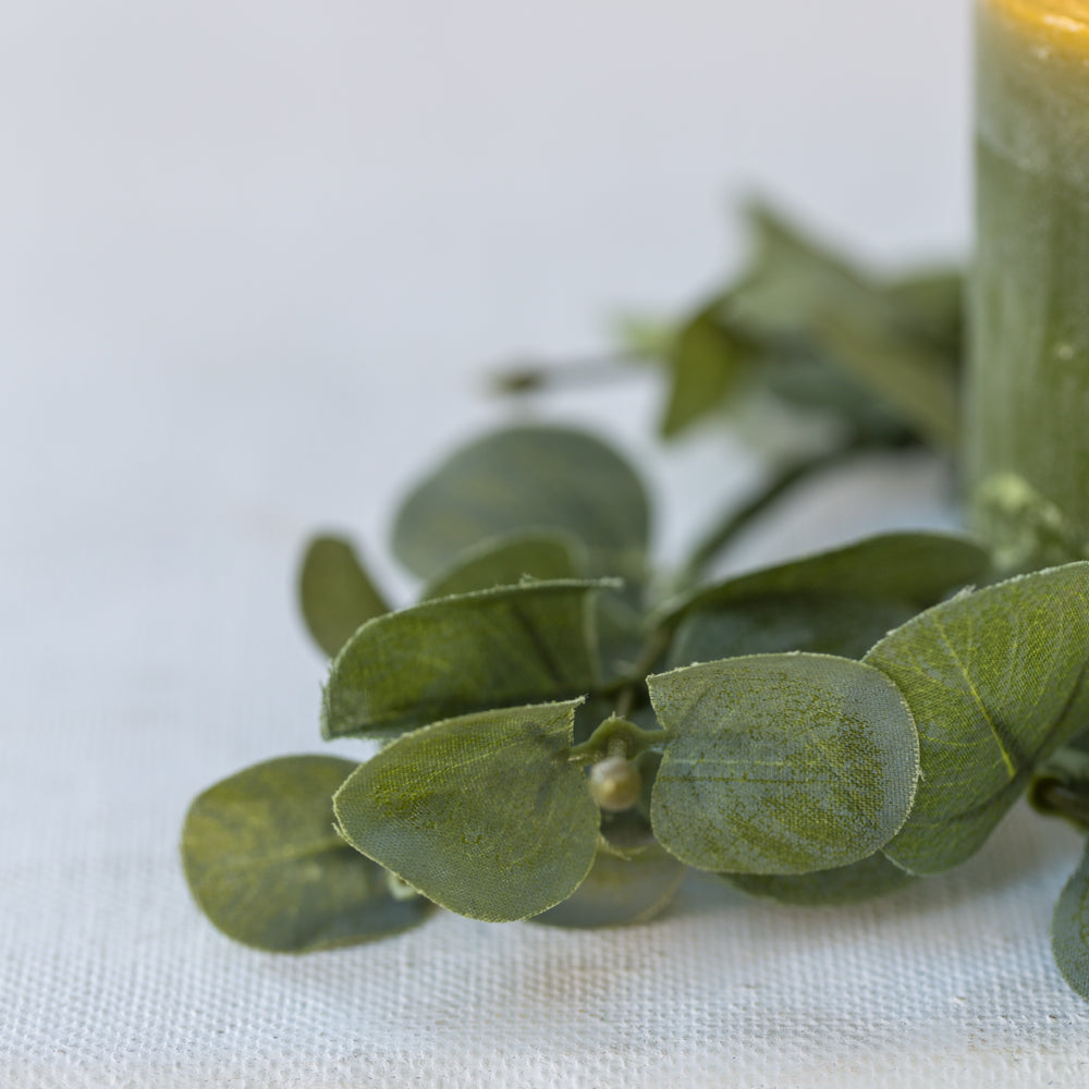 FROSTED EUCALYPTUS CANDLE RING