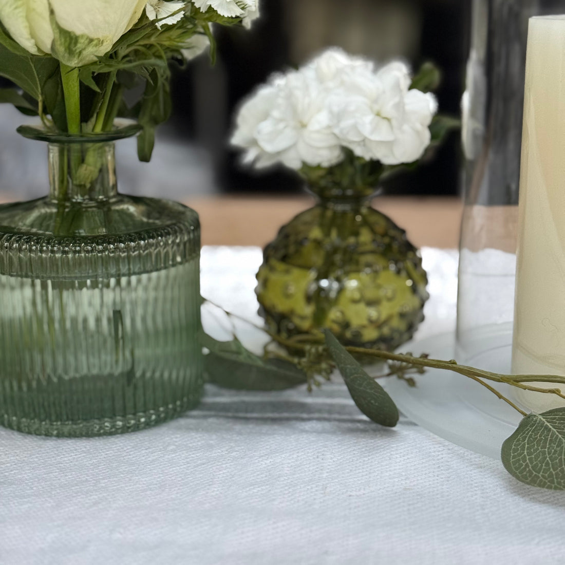 MOSS GREEN GLASS BOTTLE JIVE VASE | 2 DESIGNS
