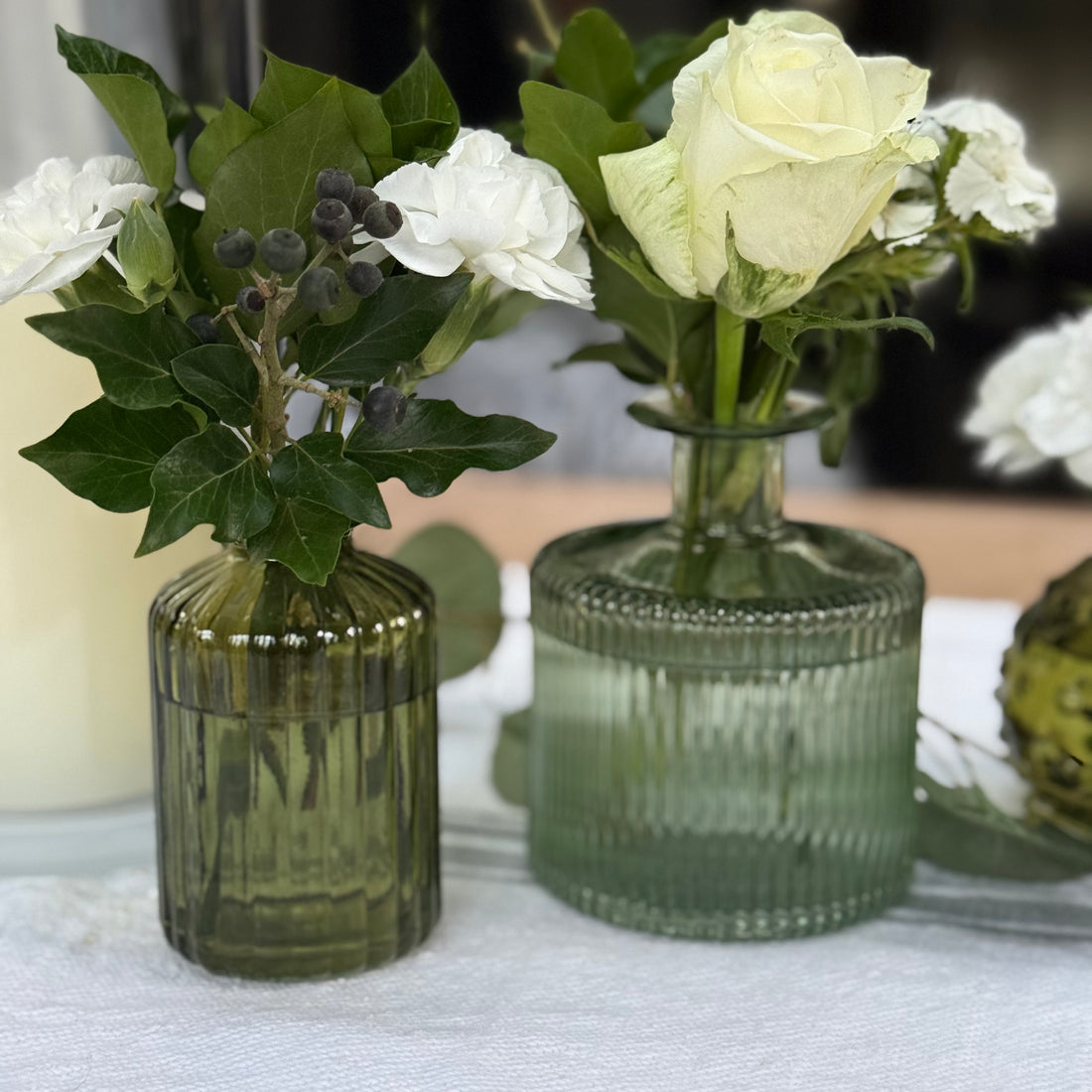 GREEN GLASS BOTTLE NICO VASE