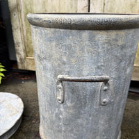 VINTAGE METAL STORAGE BIN WITH TWO HANDLES, LID AND SCOOP