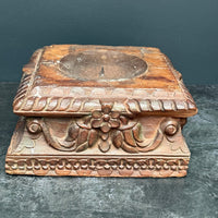 LARGE VINTAGE WOODEN INDIAN CANDLE HOLDER