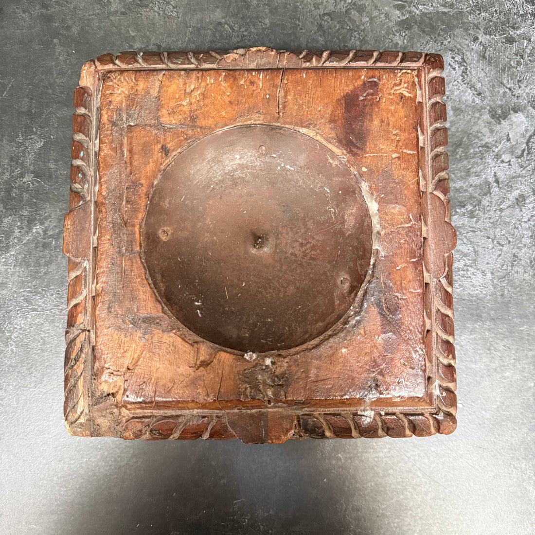 LARGE VINTAGE WOODEN INDIAN CANDLE HOLDER