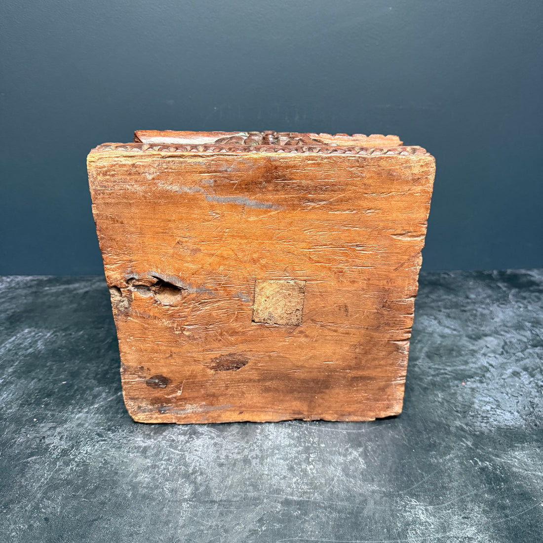 LARGE VINTAGE WOODEN INDIAN CANDLE HOLDER
