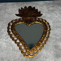 HANDMADE INDIAN BRASS FLAME HEART MIRROR