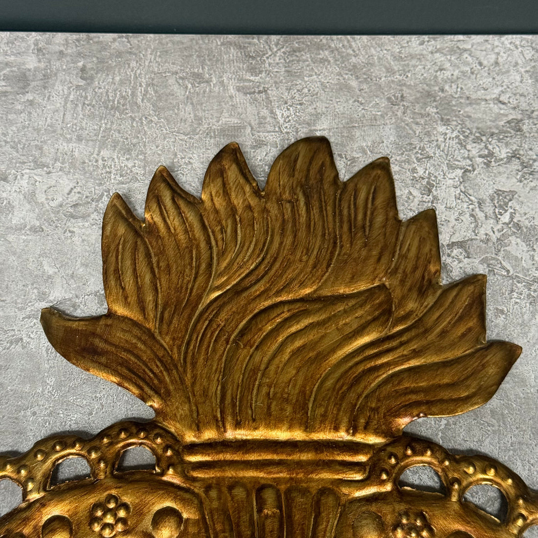 HANDMADE INDIAN BRASS FLAME HEART MIRROR
