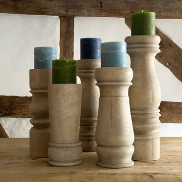 TURNED MAHOGANY CANDLE HOLDERS
