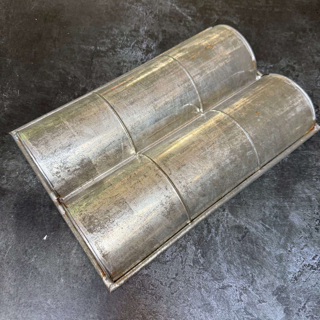 VINTAGE METAL TRAY WITH SIX COMPARTMENTS