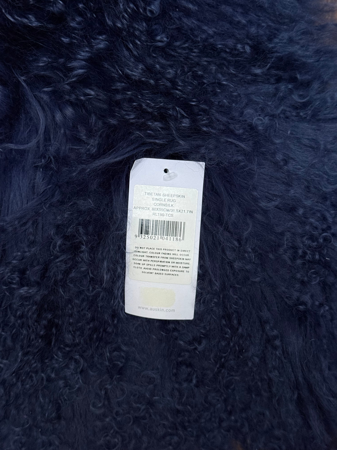 TIBETAN SHEEPSKIN RUG CORNSILK BLUE