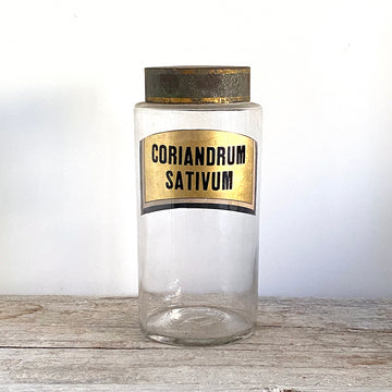 VINTAGE FRENCH  APOTHECARY DISPENSING JAR | CORIANDRUM SATIVUM