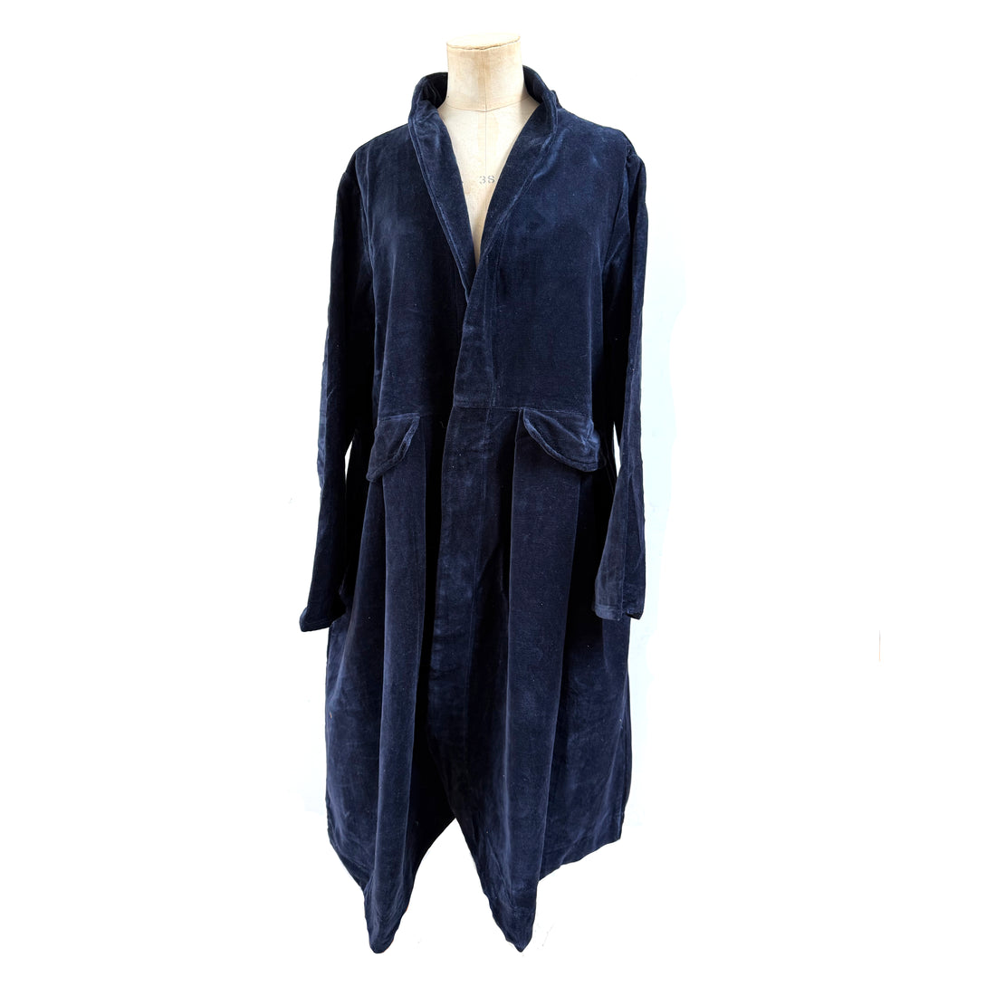 VELVET DUSTER COAT |  NAVY BLUE