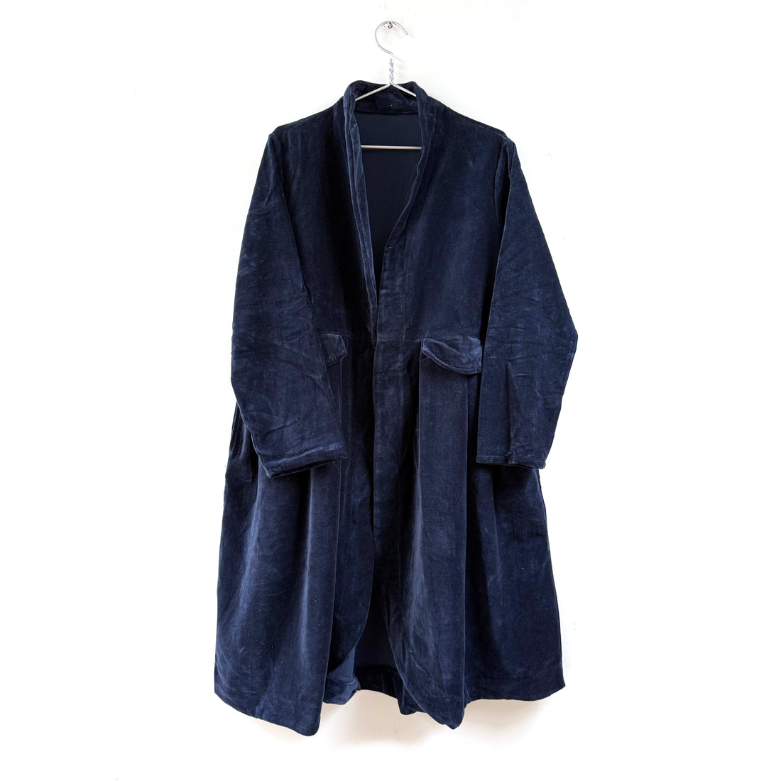 VELVET DUSTER COAT |  NAVY BLUE