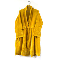 CRUSHED VELVET DUSTER COAT |  MUSTARD YELLOW