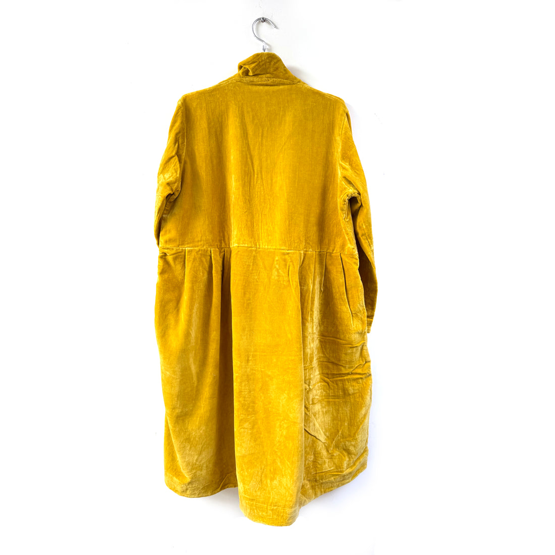 CRUSHED VELVET DUSTER COAT |  MUSTARD YELLOW