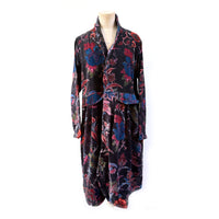 VELVET DUSTER COAT |  BLACK WITH FLORAL PATTERN